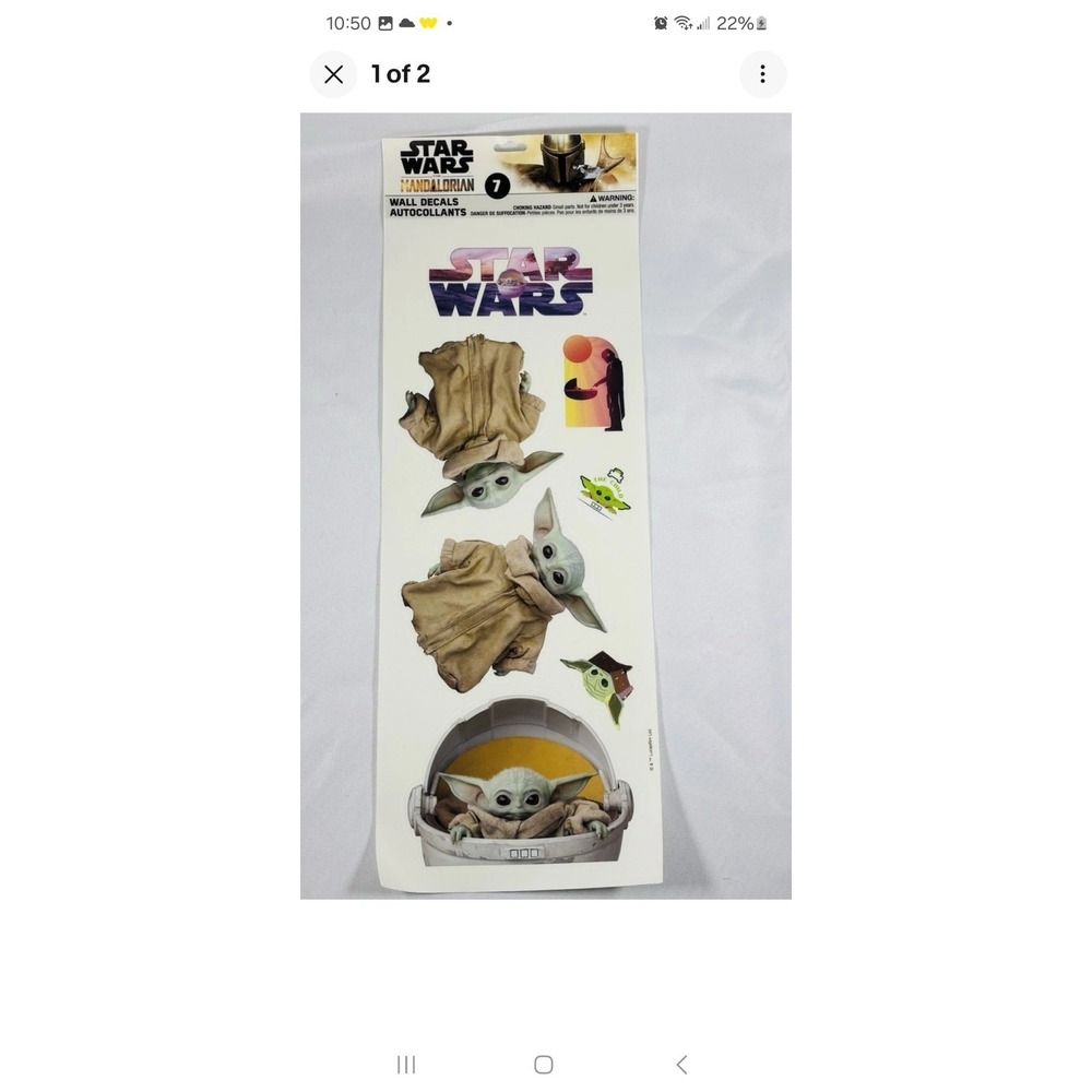 Star Wars Mandalorian- GROGU Child Baby Yoda 7 pc Wall Decals Removable Stickers